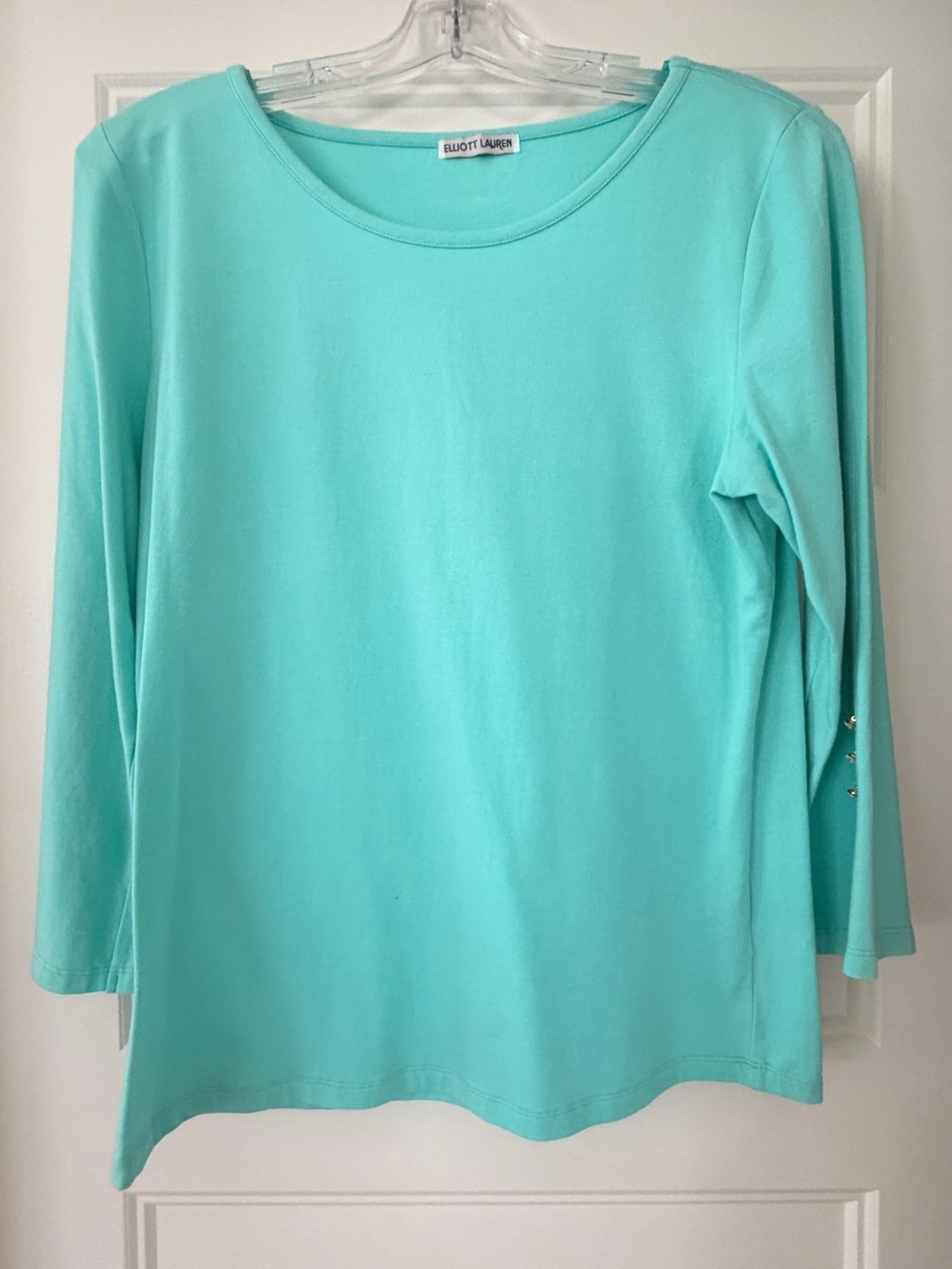 Elliott Lauren Aqua Scoop Neck Long-Sleeve Top